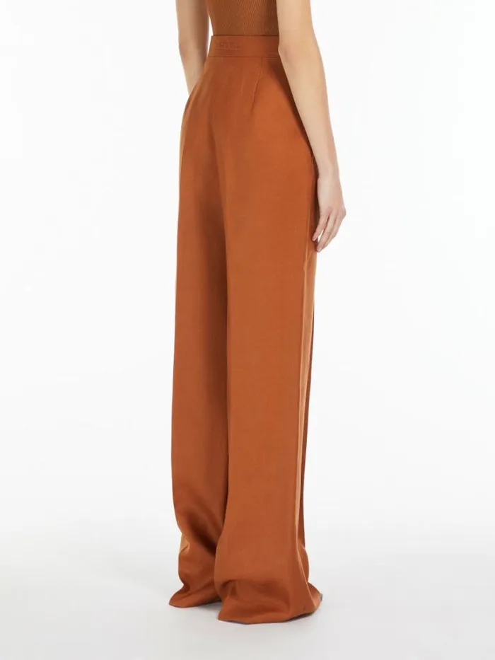 Women Max Mara Suit Linen Tailored Trousers Tobacco