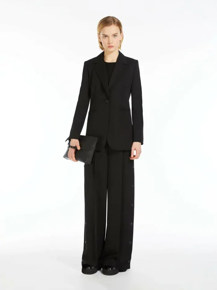 Women Max Mara Suit Wool And Mohair Wideleg Trousers Black