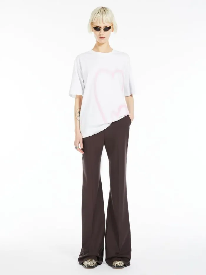 Women Max Mara Tops And Tshirts Heart Printadorned Jersey Tshirt Optical White