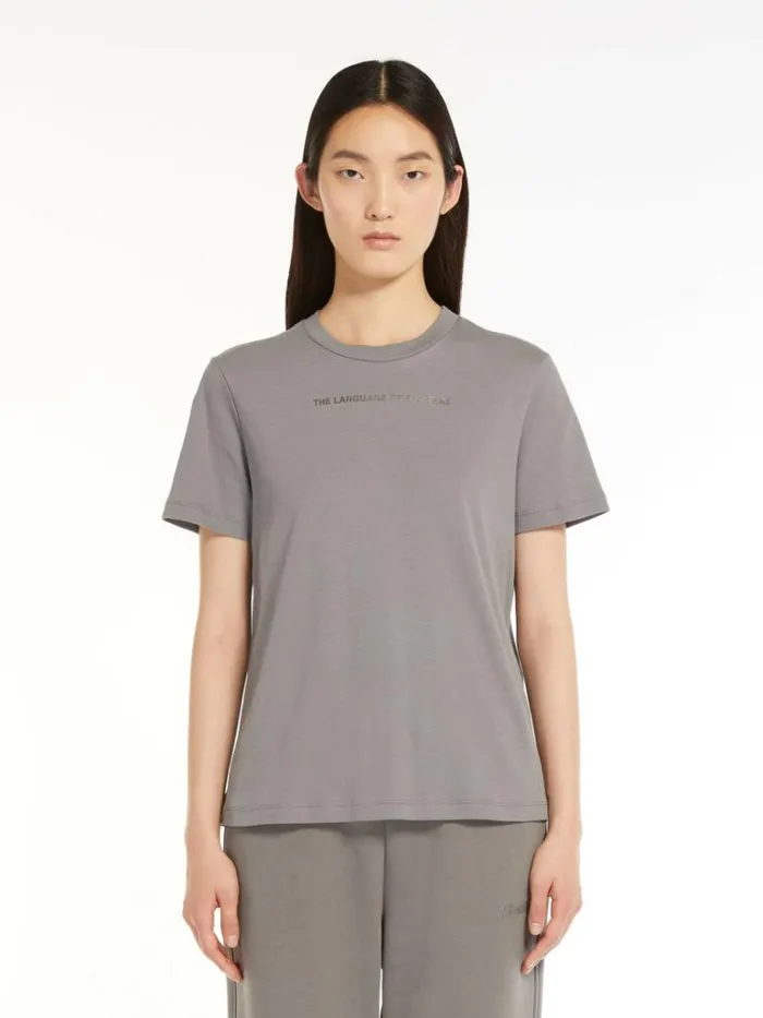 Women Max Mara Tops And Tshirts Jersey Print Tshirt Medium Grey
