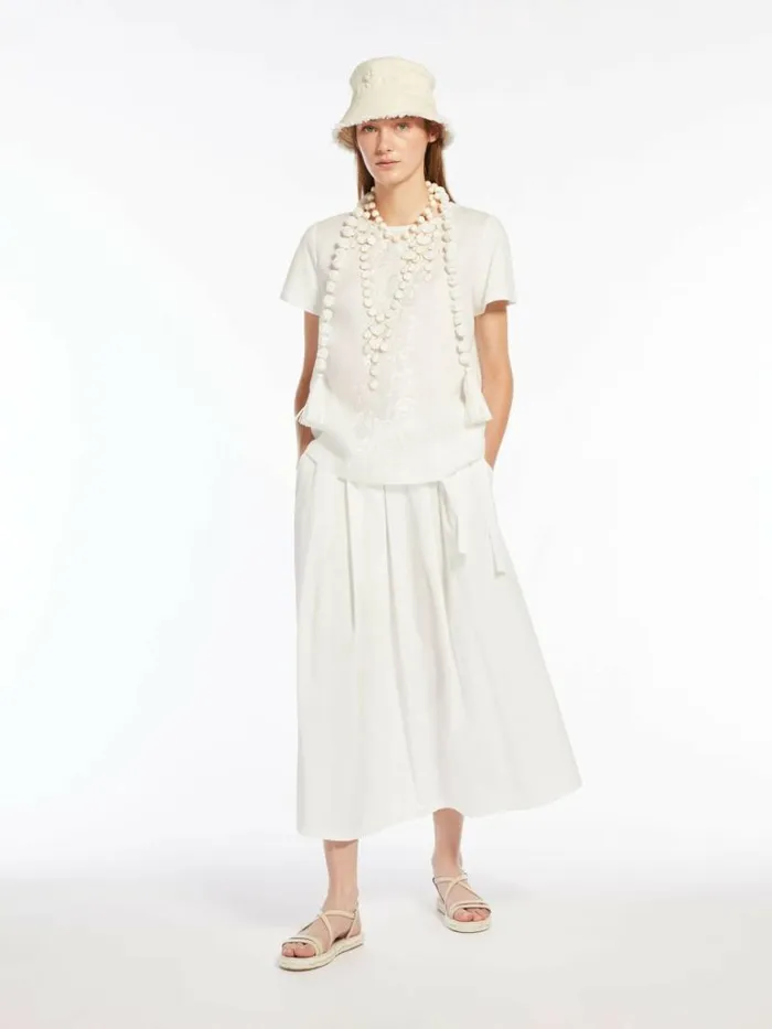 Women Max Mara Tops And Tshirts Linen Canvas Tshirt White