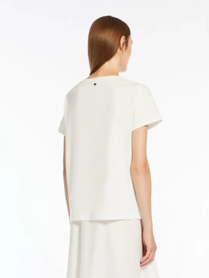 Women Max Mara Tops And Tshirts Linen Canvas Tshirt White