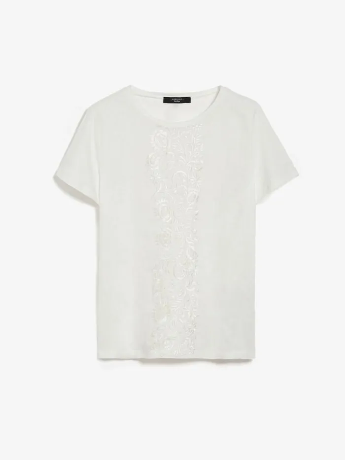 Women Max Mara Tops And Tshirts Linen Canvas Tshirt White