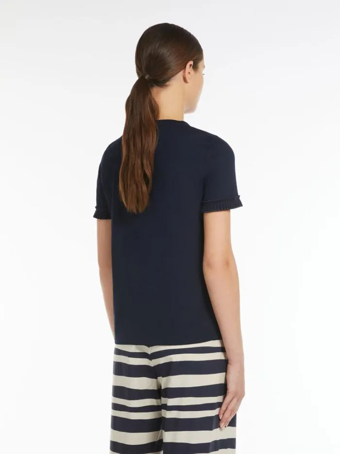 Women Max Mara Tops And Tshirts Ruched Cotton Jersey Tshirt Ultramarine