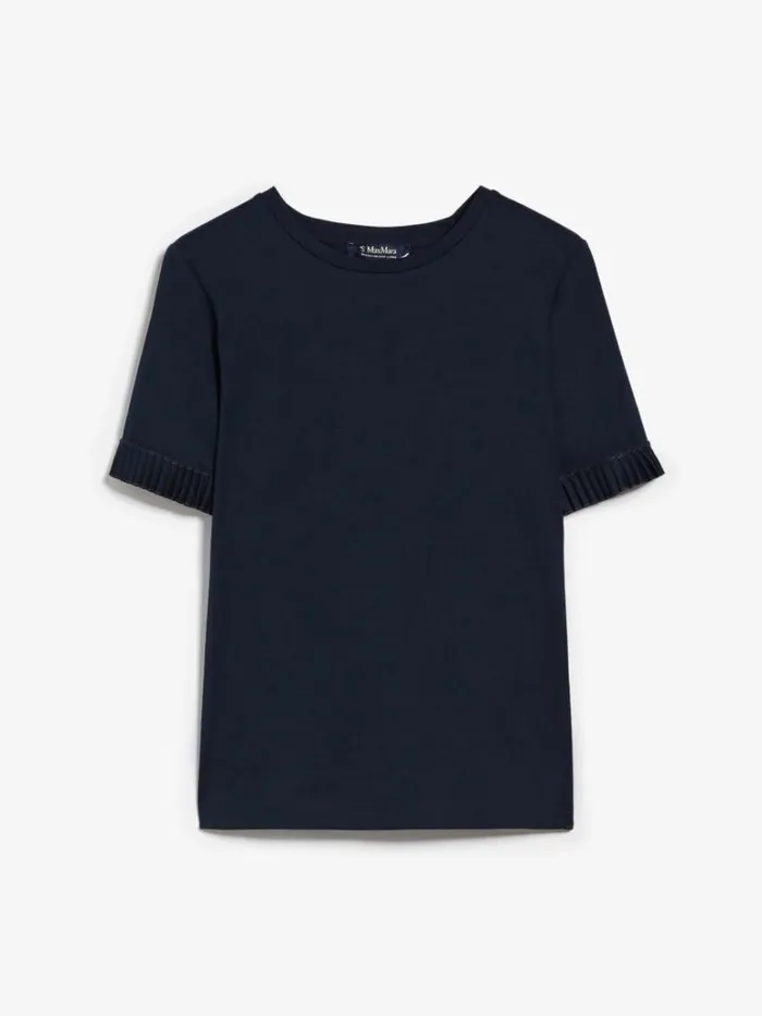 Women Max Mara Tops And Tshirts Ruched Cotton Jersey Tshirt Ultramarine
