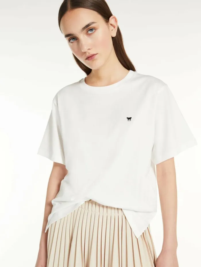 Women Max Mara Tops And Tshirts Striped Jersey Tshirt White