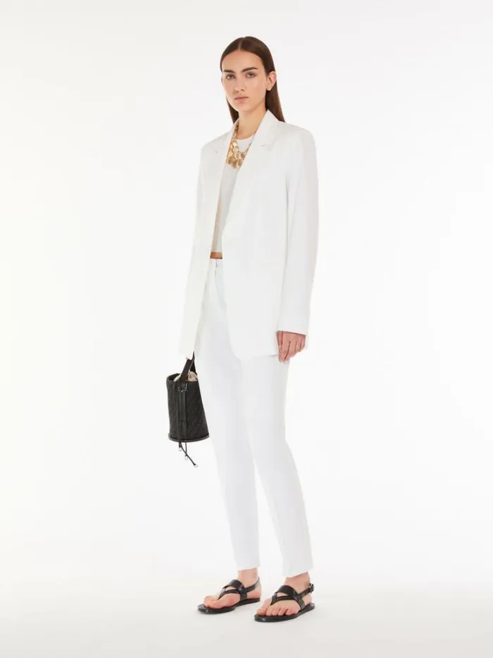 Women Max Mara Trousers And Jeans Cotton Cigarette Trousers White