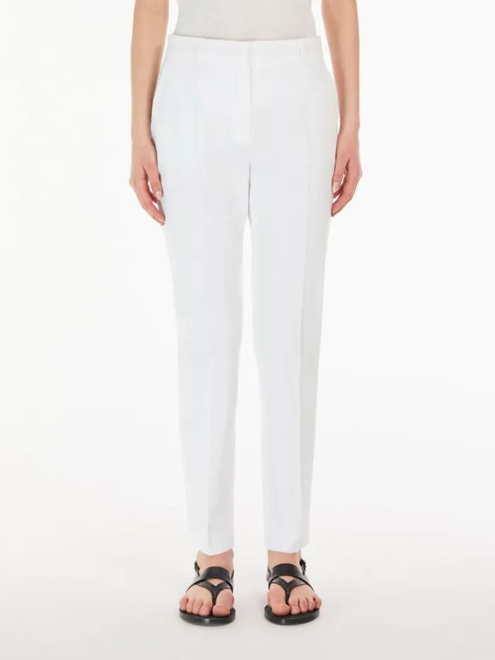 Women Max Mara Trousers And Jeans Cotton Cigarette Trousers White