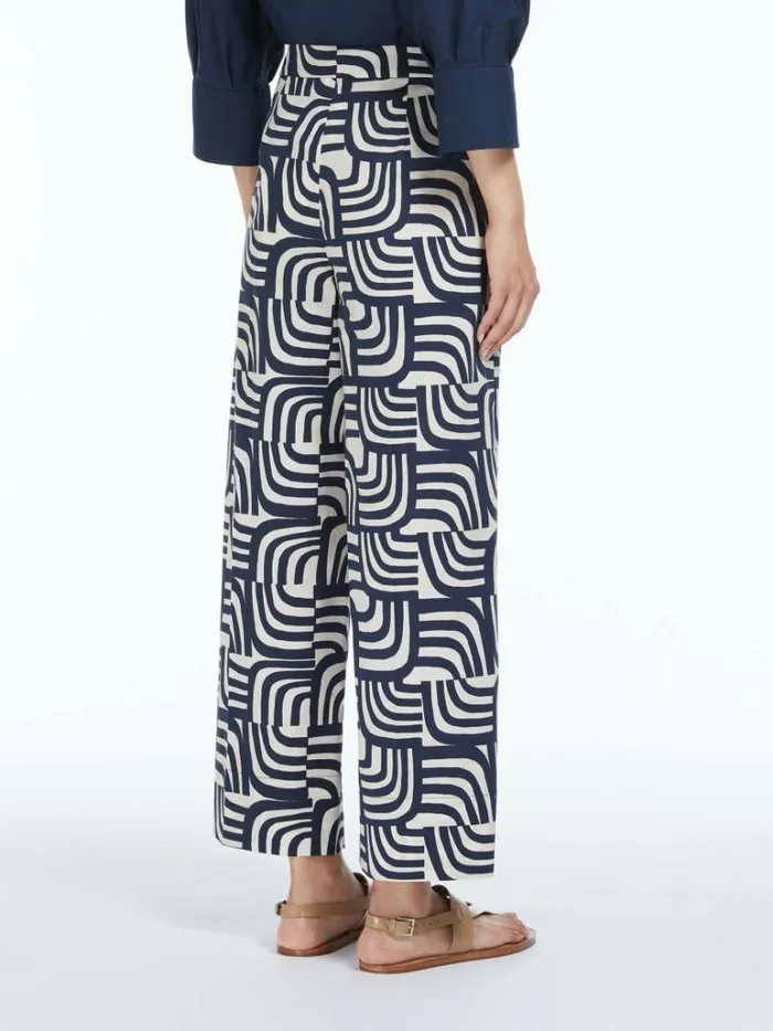 Women Max Mara Trousers And Jeans Printed Poplin Trousers Ultramarine