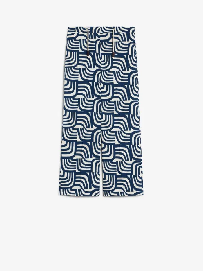Women Max Mara Trousers And Jeans Printed Poplin Trousers Ultramarine