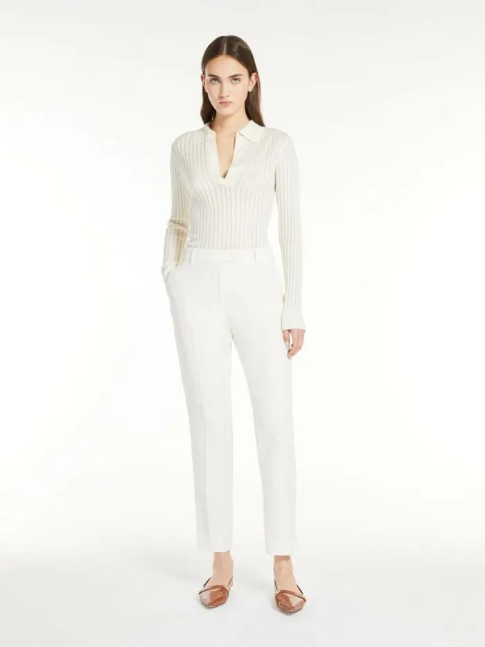 Women Max Mara Trousers And Jeans Slim Fit Cady Trousers Ivory