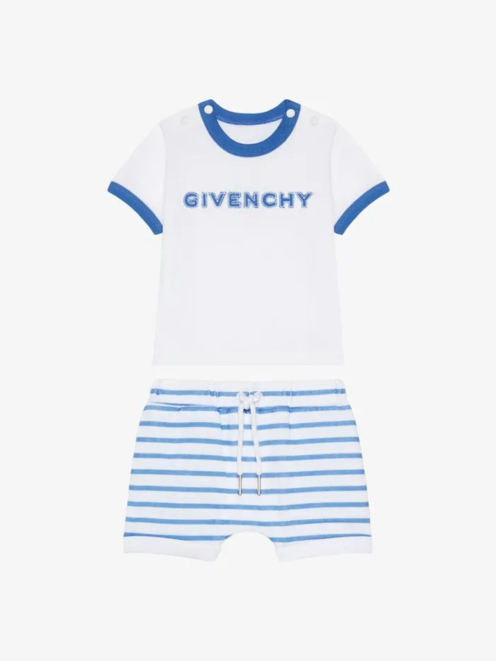 WomenMen Baby 1 Month To 3 Years Givenchy GIVENCHY 4G Tshirt And Shorts In Cotton Gift Set Blue