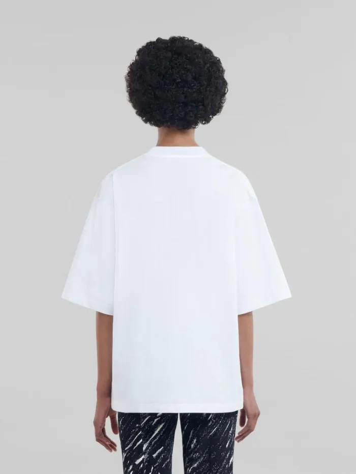 WomenMen Marni Tops and Tshirts White Organic Cotton TShirt With Marni 30th Anniversary Print