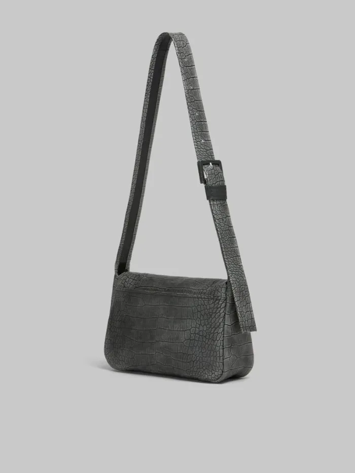 WomenMen Marni Trunkaroo Bag Black Crocodile Print Leather Medium Trunkaroo Handbag