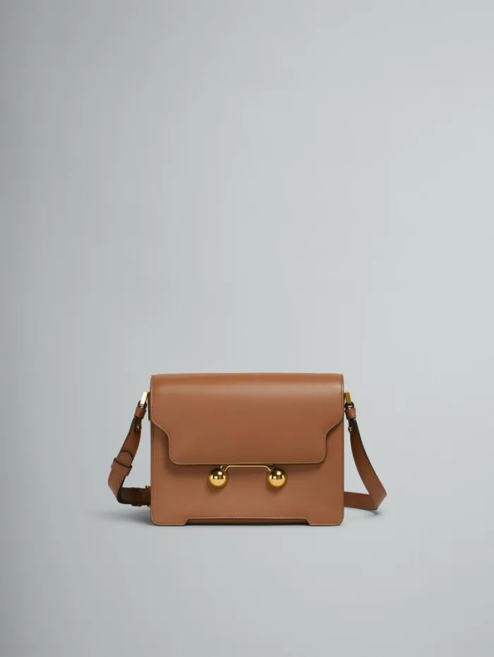 WomenMen Marni Trunkaroo Bag Brown Leather Trunkaroo Medium Shoulder Bag