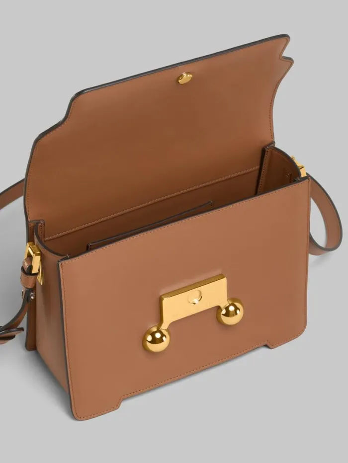 WomenMen Marni Trunkaroo Bag Brown Leather Trunkaroo Medium Shoulder Bag