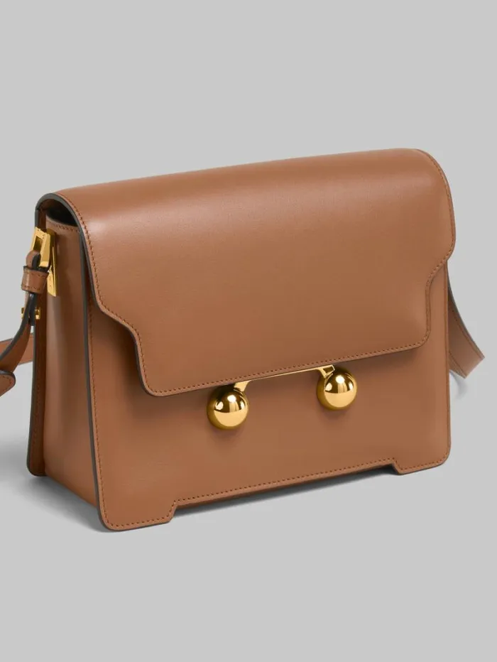 WomenMen Marni Trunkaroo Bag Brown Leather Trunkaroo Medium Shoulder Bag