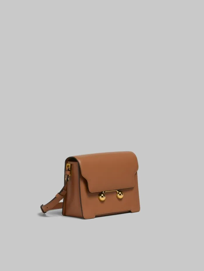 WomenMen Marni Trunkaroo Bag Brown Leather Trunkaroo Medium Shoulder Bag