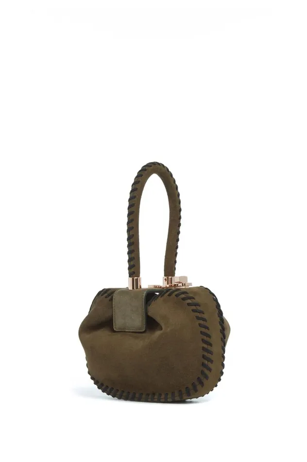 WomenMen Mini Bags Gabriela Hearst Whipstitch Demi Bag In Olive Suede
