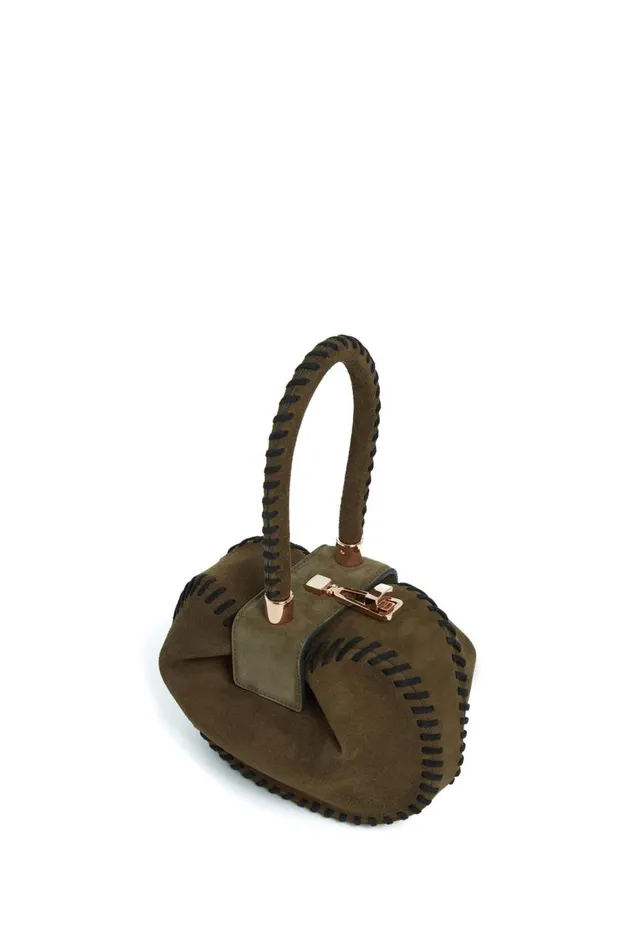WomenMen Mini Bags Gabriela Hearst Whipstitch Demi Bag In Olive Suede