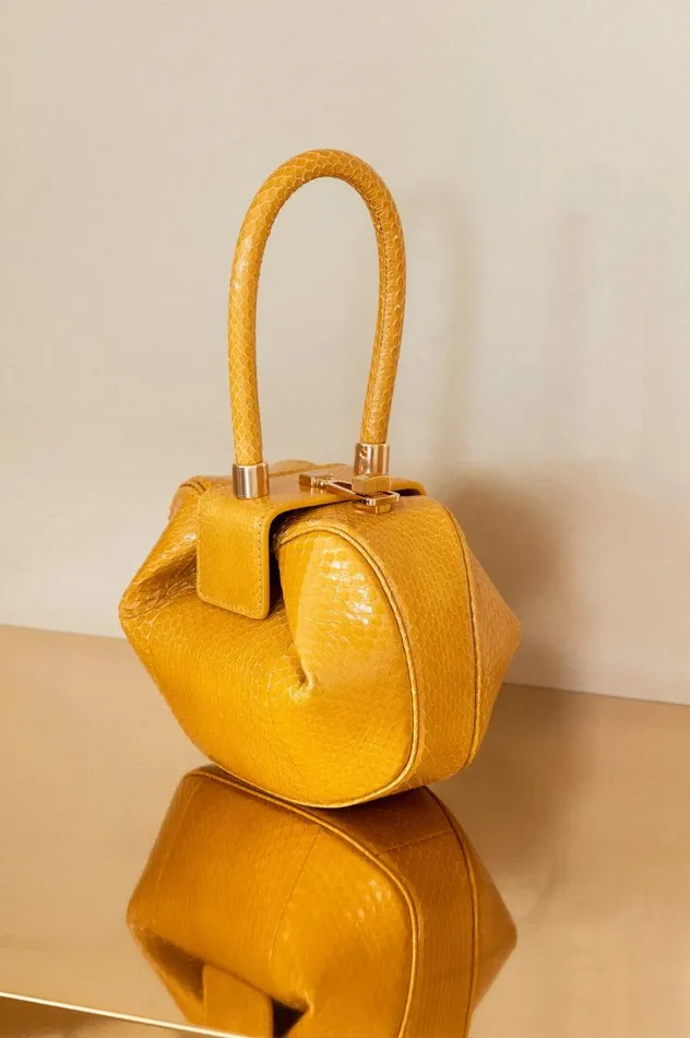 WomenMen Top Handles Gabriela Hearst Demi Bag In Saffron Snakeskin