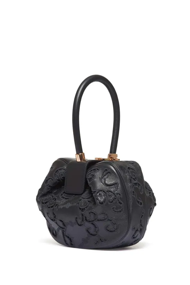WomenMen Top Handles Gabriela Hearst Nina Bag In Black Nappa Leather With Lace