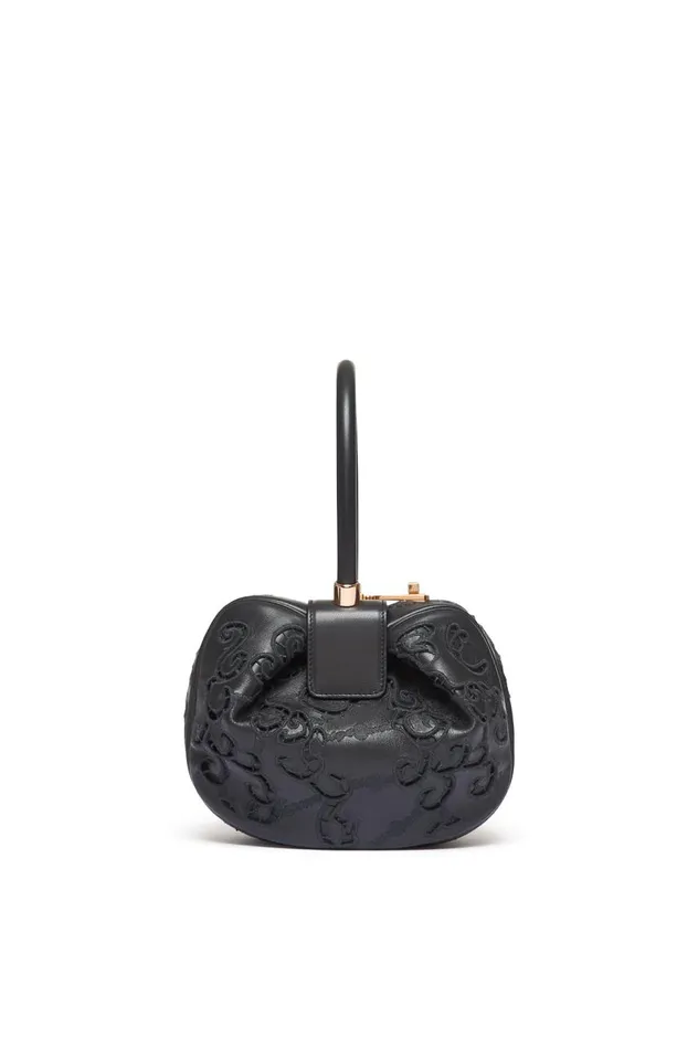 WomenMen Top Handles Gabriela Hearst Nina Bag In Black Nappa Leather With Lace