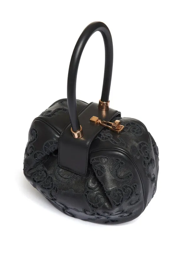 WomenMen Top Handles Gabriela Hearst Nina Bag In Black Nappa Leather With Lace