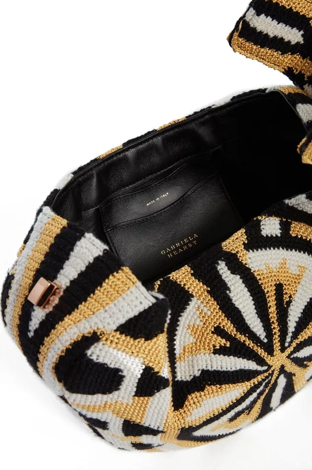 WomenMen Top Handles Gabriela Hearst Nina Bag In Gold Black and Ivory Crochet