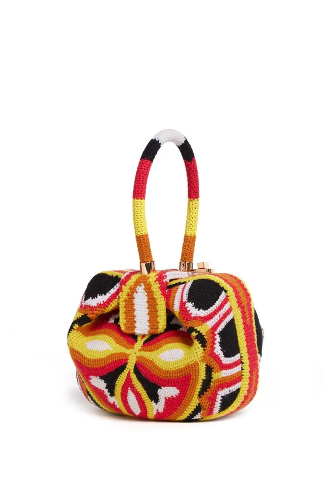WomenMen Top Handles Gabriela Hearst Nina Bag In Red Yellow and Black Crochet