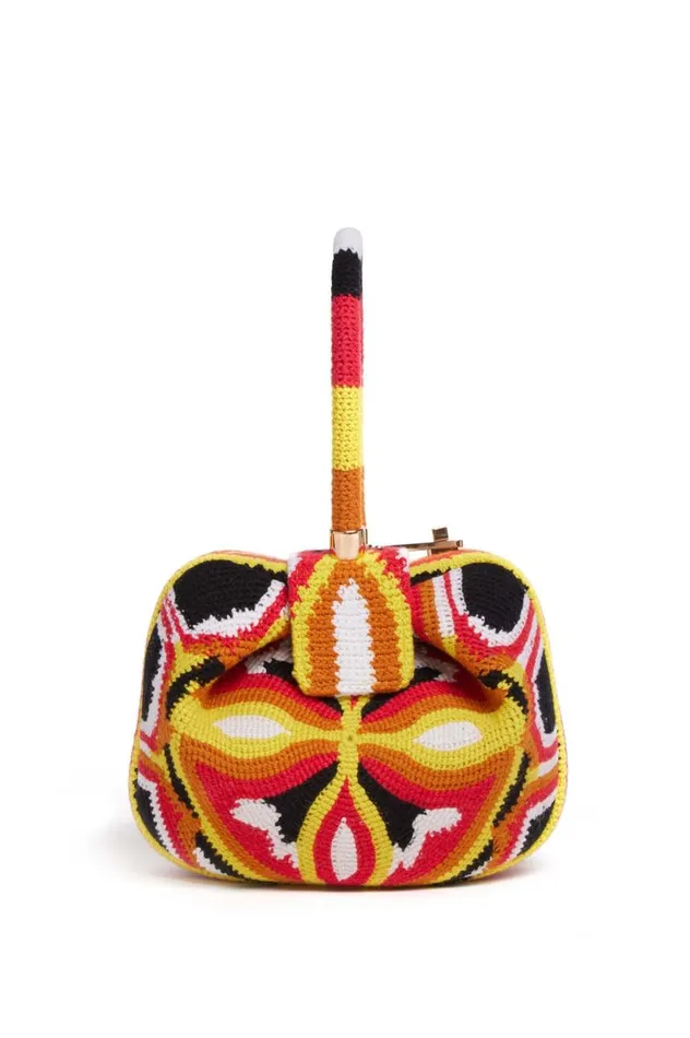 WomenMen Top Handles Gabriela Hearst Nina Bag In Red Yellow and Black Crochet
