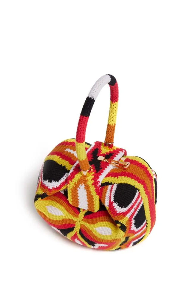 WomenMen Top Handles Gabriela Hearst Nina Bag In Red Yellow and Black Crochet