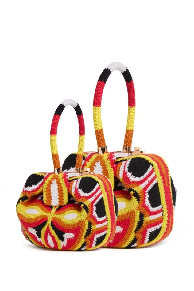WomenMen Top Handles Gabriela Hearst Nina Bag In Red Yellow and Black Crochet