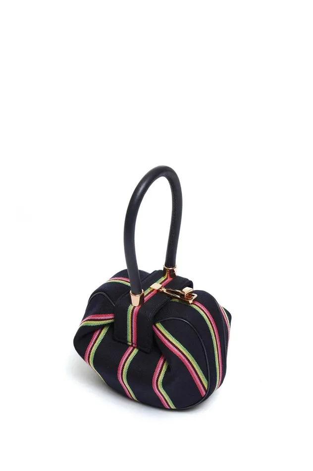 WomenMen Top Handles Gabriela Hearst Striped Demi Bag In Navy Wool