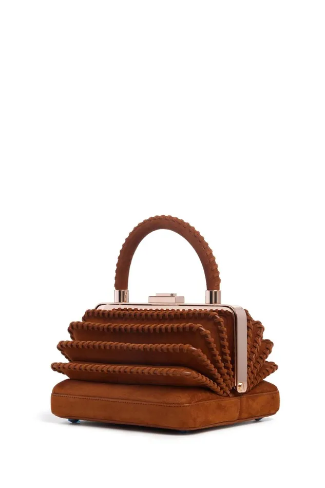 WomenMen Top Handles Gabriela Hearst Whipstitch Diana Bag In Cognac Suede