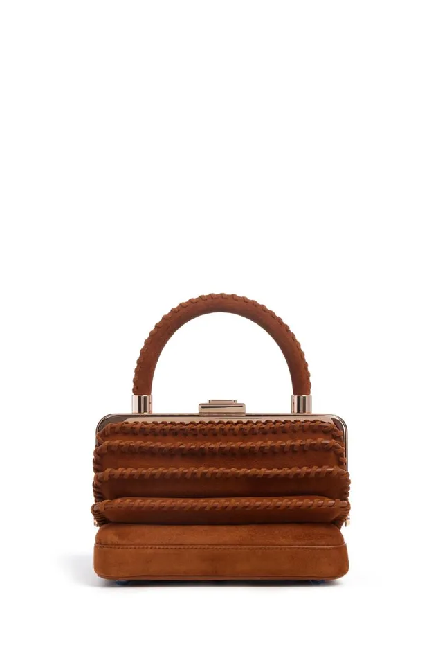 WomenMen Top Handles Gabriela Hearst Whipstitch Diana Bag In Cognac Suede