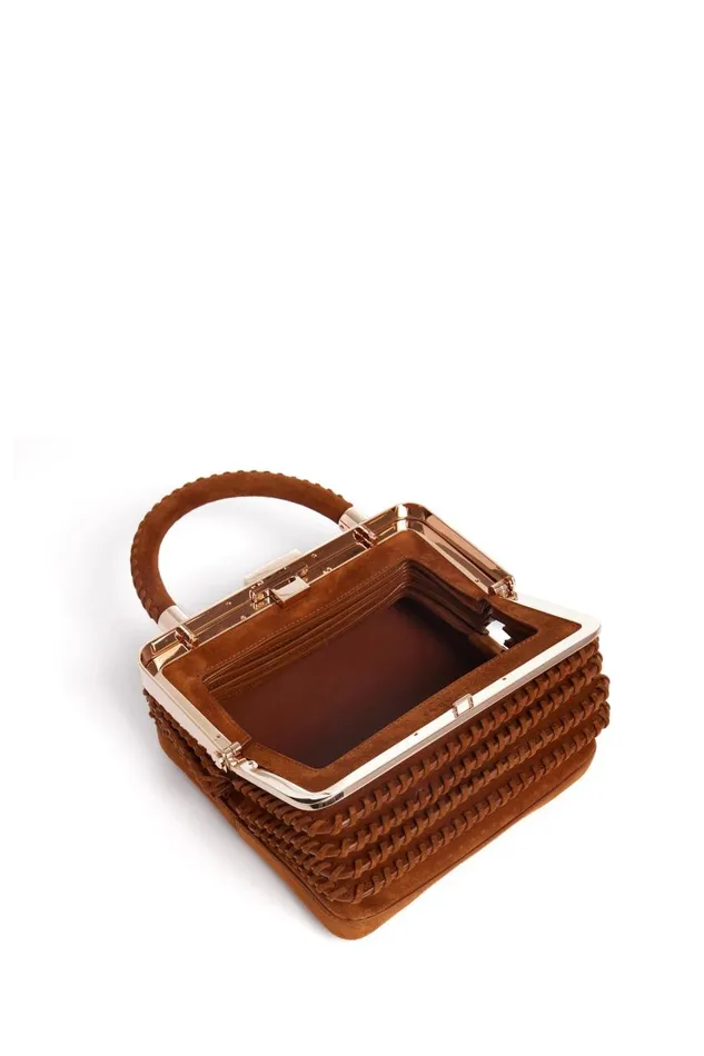 WomenMen Top Handles Gabriela Hearst Whipstitch Diana Bag In Cognac Suede