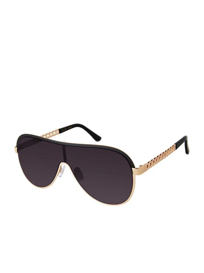 Women Metal Shield Aviator Pilot Sunglasses In Gold and Black Jessica Simpson Sunglasses