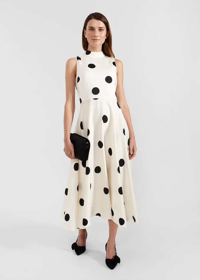 Women Mia Spot Dress Cream Black Hobbs Dresses and Jumpsuits