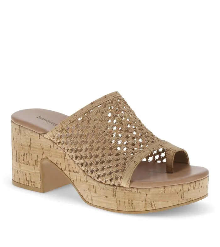 Women Michaela Block Heel Sandal Natural Cork Baretraps Slides and Slip On Sandals