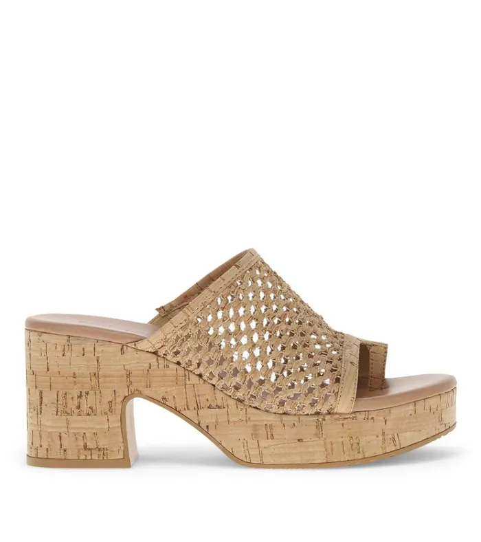 Women Michaela Block Heel Sandal Natural Cork Baretraps Slides and Slip On Sandals