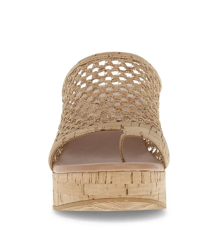 Women Michaela Block Heel Sandal Natural Cork Baretraps Slides and Slip On Sandals