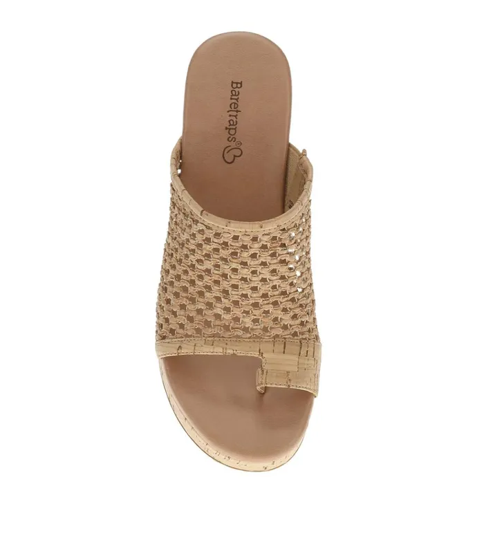 Women Michaela Block Heel Sandal Natural Cork Baretraps Slides and Slip On Sandals
