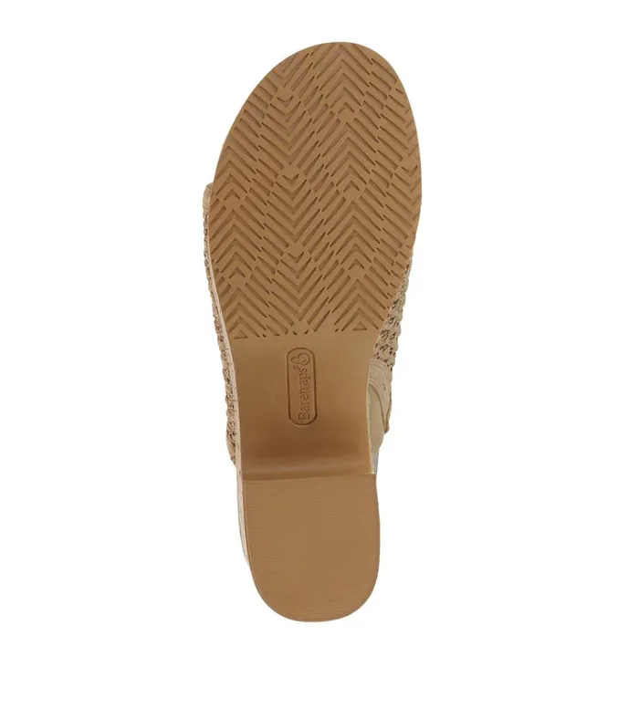 Women Michaela Block Heel Sandal Natural Cork Baretraps Slides and Slip On Sandals