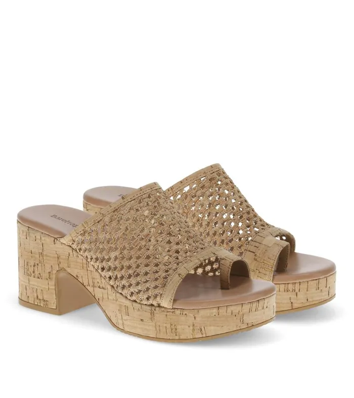 Women Michaela Block Heel Sandal Natural Cork Baretraps Slides and Slip On Sandals