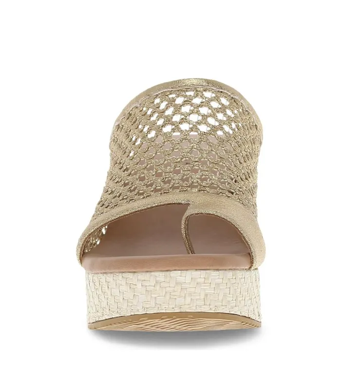 Women Michaela Block Heel Sandal Old Gold Baretraps Slides and Slip On Sandals