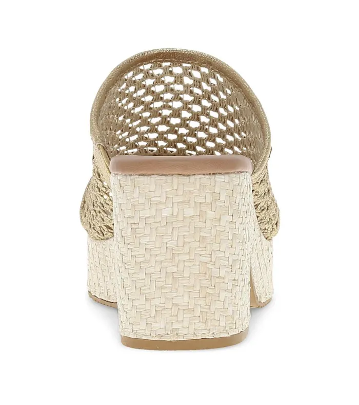 Women Michaela Block Heel Sandal Old Gold Baretraps Slides and Slip On Sandals