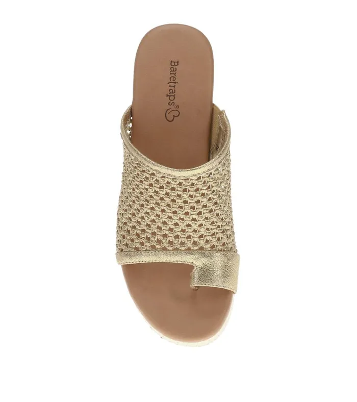 Women Michaela Block Heel Sandal Old Gold Baretraps Slides and Slip On Sandals