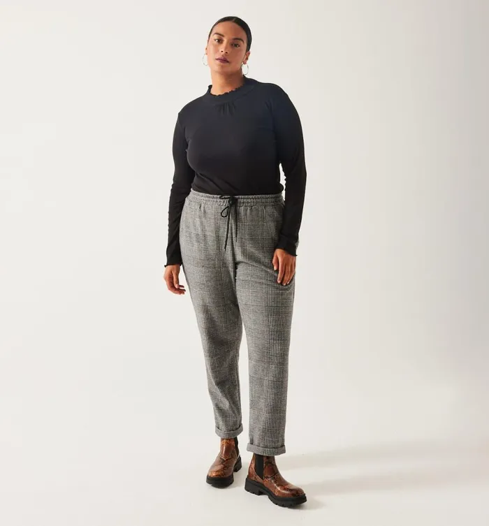 Women Milano Jersey Jogging Trousers 8211 Black Checks Promod Trousers