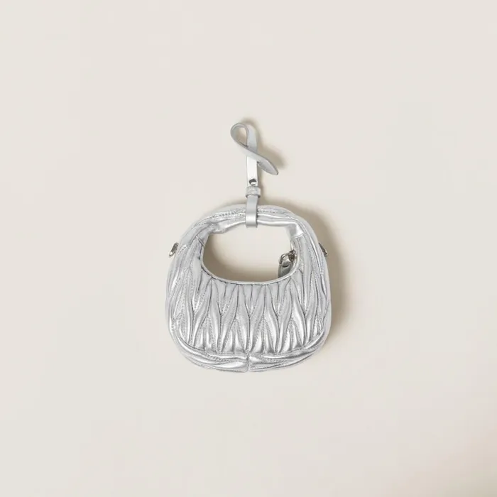 Women Mini Bags Miu Miu Wander Matelass Nappa Leather Micro Hobo Bag Silver Women Mini Bags Miu Miu Wander Matelass Nappa Leather Micro Hobo Bag Silver